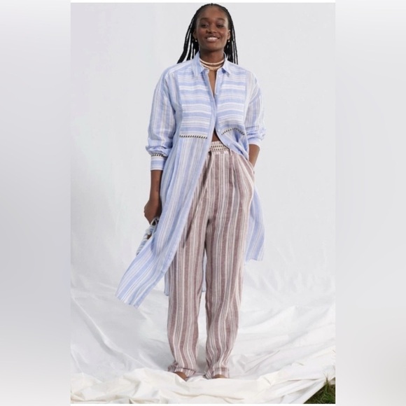 LemLem X H&M Striped 100% Linen Pants Size Small - Picture 2 of 15